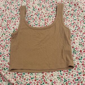 SHEIN Brown Ribbed Crop Top